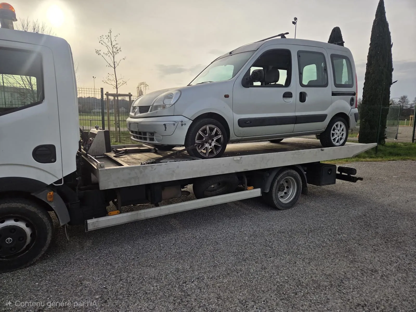 Camion porte-voiture lors d’un enlèvement d’épave, secteur Sassenage